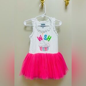 Mudpie White and Pink Cupcake Tutu Dress. 2T